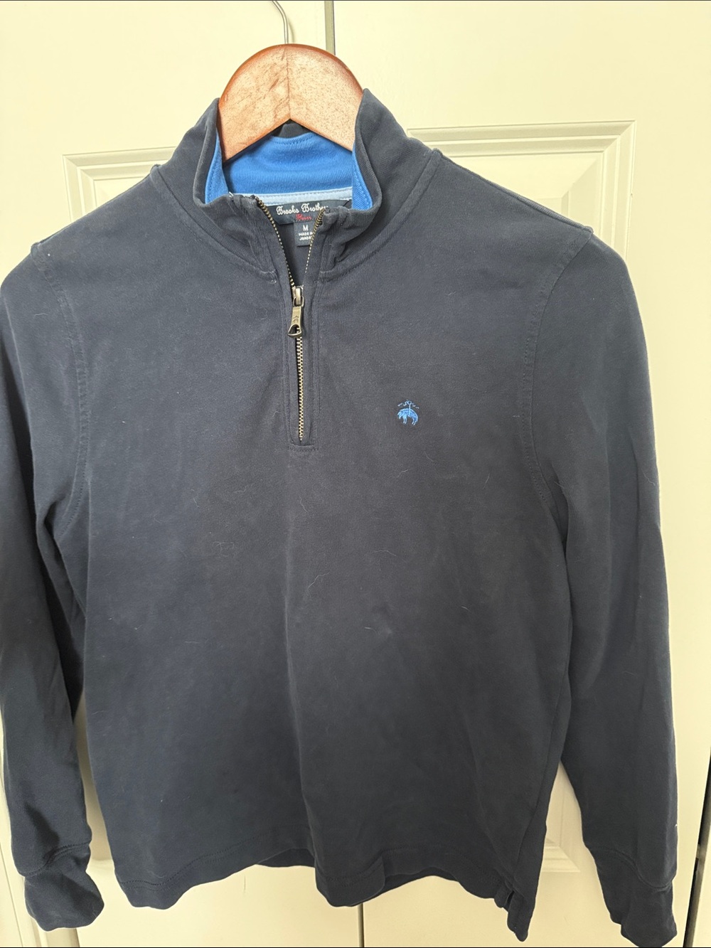 Brooks Brothers Navy Quarter-Zip Pullover with Blue Logo